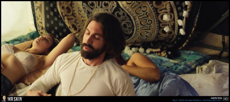 Juliette Kida in a short skirt breasts