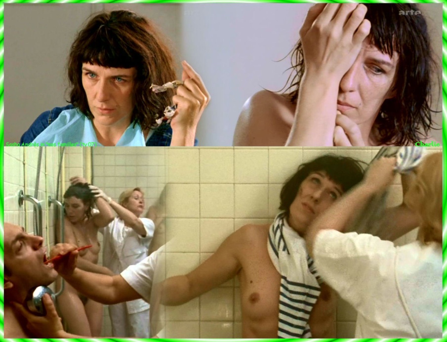 Sasha Andres in a short skirt breasts